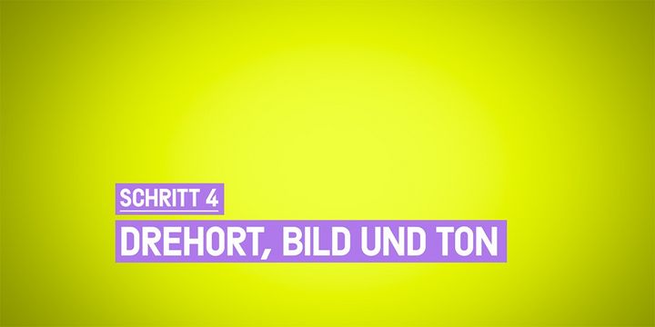 Neongrünes Poster mit weißer Schrift auf lila Hintergrund.