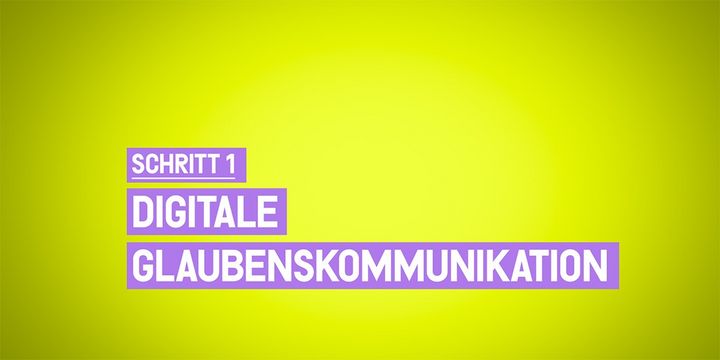 Neongrünes Poster mit weißer Schrift auf lila Hintergrund.